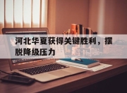 开云体育网站-关于河北华夏获得关键胜利，摆脱降级压力的信息